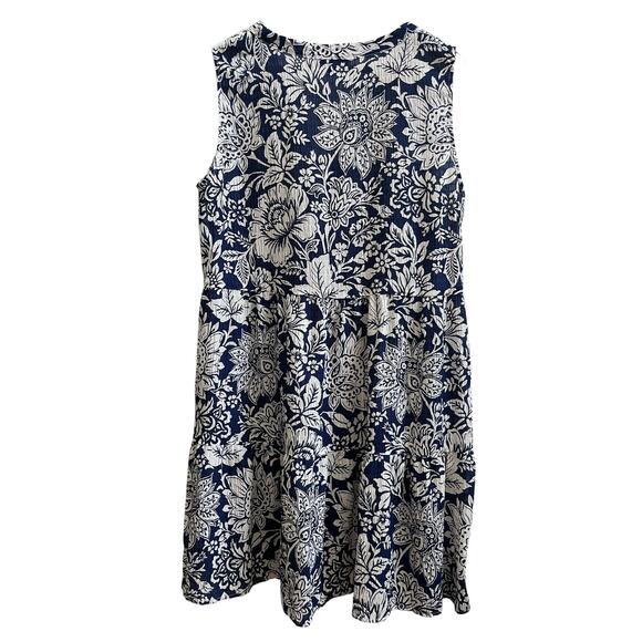 Elliot Lauren Semi Sheer Floral V Neck Gauzy Tier Pocket Dress Large Lightweight - Picture 3 of 14